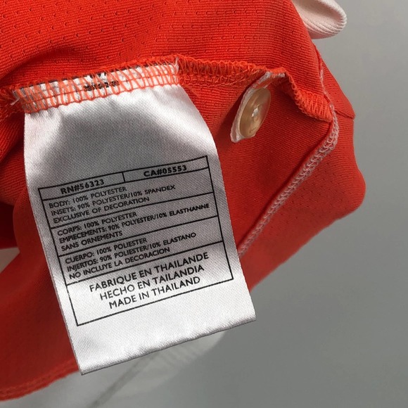 Nike Golf Fit Dry Polo Shirt Collared Short Sleeve 1/4 Buttoned White Orange XL - Picture 9 of 9